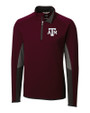 Texas A&M Aggies Cutter & Buck Traverse Colorblock Stretch Quarter Zip Mens Pullover Bordeaux Mannequin