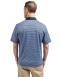 Toronto Blue Jays 2025 American League Champions Cutter & Buck Virtue Eco Pique Micro Stripe Recycled Mens Polo Atlas/Navy Blue Back