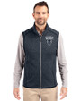 Howard Bison Cutter & Buck Mainsail Sweater-Knit Mens Full Zip Vest Liberty Navy Heather Front