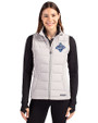 Los Angeles Dodgers 2025 World Series Champions Cutter & Buck Evoke Hybrid Softshell Recycled Womens Full Zip Vest CONCRETE Front