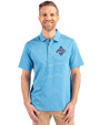 Los Angeles Dodgers 2025 World Series Champions Cutter & Buck Forge Eco Heather Stripe Stretch Recycled Mens Polo Digital Heather Front