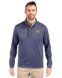 Michigan Wolverines Cutter & Buck Stealth Heathered Quarter Zip Mens Pullover Liberty Navy Front