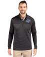 Los Angeles Dodgers 2025 World Series Champions Cutter & Buck Traverse Stretch Eco Stripe Quarter Zip Mens Pullover Black Front