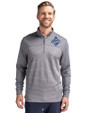 Los Angeles Dodgers 2025 World Series Champions Cutter & Buck Traverse Stretch Eco Stripe Quarter Zip Mens Pullover Elemental Grey Front