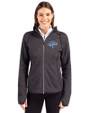 Los Angeles Dodgers 2025 World Series Champions Cutter & Buck Mainsail Full Zip Hooded Womens Jacket Charcoal Heather Front