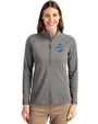 Los Angeles Dodgers 2025 World Series Champions Cutter & Buck Adapt Eco Knit Stretch Recycled Womens Half Zip Pullover Elemental Grey Front