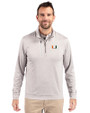 Miami Hurricanes Cutter & Buck Stealth Heathered Quarter Zip Mens Pullover Polished Medium Gray Front