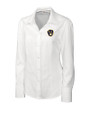 Milwaukee Brewers Cutter & Buck Epic Easy Care Nailshead Womens Long Sleeve Dress Shirt White Mannequin