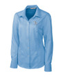 Tampa Bay Rays Cutter & Buck Epic Easy Care Nailshead Womens Long Sleeve Dress Shirt Atlas Light Blue Mannequin