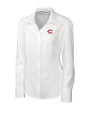 Cincinnati Reds Cutter & Buck Epic Easy Care Nailshead Womens Long Sleeve Dress Shirt White Mannequin