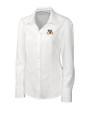 LSU Tigers Cutter & Buck Epic Easy Care Nailshead Womens Long Sleeve Dress Shirt White Mannequin