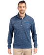 Seafair Cutter & Buck Traverse Stretch Eco Camo Print Quarter Zip Mens Pullover Navy Blue Front