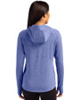 Seafair Cutter & Buck Adapt Knit Recycled Womens Heathered Hooded Pullover Tour Blue Heather Back