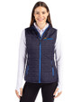 Seafair Cutter & Buck Rainier Recycled Insulated Puffer Womens Full Zip Vest Dark Navy Front