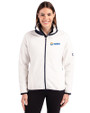 Seafair Cutter & Buck Cascade Epic Comfort Recycled Sherpa Fleece Womens Full Zip Jacket Shell/Navy Blue Front
