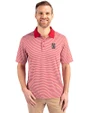 Stanford Cardinal  Cutter & Buck Forge Tonal Stripe Stretch Mens Big and Tall Polo Cardinal Red Front