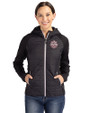 Indiana Hoosiers College Football Playoff 2025 National Champions Cutter & Buck Rainier Primaloft Eco Womens Full Zip Hybrid Jacket Black Front