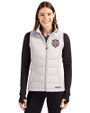 Indiana Hoosiers College Football Playoff 2025 National Champions Cutter & Buck Evoke Hybrid Softshell Recycled Womens Full Zip Vest CONCRETE Front