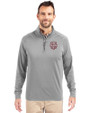 Indiana Hoosiers College Football Playoff 2025 National Champions Cutter & Buck Adapt Eco Knit Stretch Recycled Mens Quarter Zip Pullover Polished Medium Gray Front