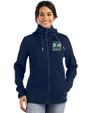 2026 Seattle FIFA World Cup Cutter & Buck Roam Epic Versatility Recycled Womens Full Zip Hooded Jacket Navy Blue Front