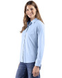 Cutter & Buck Skyline Recycled End on End Womens Long Sleeve Spread Collar Dress Shirt Tour Blue Side