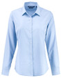 Cutter & Buck Skyline Recycled End on End Womens Long Sleeve Spread Collar Dress Shirt Tour Blue Mannequin