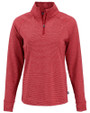 Cutter & Buck Adapt Recycled Soft Knit Stripe Womens Quarter Zip Pullover Cardinal Red Heather Mannequin