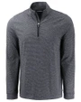 Cutter & Buck Adapt Recycled Soft Knit Stripe Mens Big & Tall Quarter Zip Pullover Black Heather Mannequin