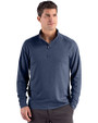 Cutter & Buck Forge Epic Confidence Recycled Mens Big & Tall Quarter Zip Dark Navy Blue Heather Front