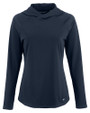 Cutter & Buck Prospect Epic Confidence Recycled Womens Hooded Pullover Navy Blue Mannequin