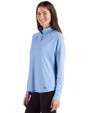 Cutter & Buck Prospect Epic Confidence Recycled Textured Stretch Womens Quarter Zip Atlas Light Blue Side
