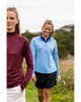 Cutter & Buck Prospect Epic Confidence Recycled Textured Stretch Womens Quarter Zip Atlas Light Blue Lifestyle 9