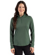 Cutter & Buck Prospect Epic Confidence Recycled Textured Stretch Womens Quarter Zip Hunter Green Front