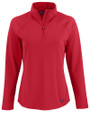 Cutter & Buck Prospect Epic Confidence Recycled Textured Stretch Womens Quarter Zip Red Mannequin