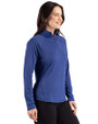 Cutter & Buck Prospect Epic Confidence Recycled Textured Stretch Womens Quarter Zip Tour Blue Side