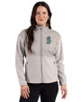 Seattle Mariners Cutter & Buck Hunts Point Epic Comfort Recycled Fleece Womens Hybrid Jacket Polished Medium Gray Front