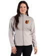 Baltimore Orioles Cutter & Buck Hunts Point Epic Comfort Recycled Fleece Womens Hybrid Jacket Polished Medium Gray Front