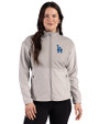 Los Angeles Dodgers Cutter & Buck Hunts Point Epic Comfort Recycled Fleece Womens Hybrid Jacket Polished Medium Gray Front