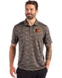 Baltimore Orioles Cutter & Buck Coastline Epic Comfort Camo Print Recycled Mens Polo Elemental Grey Front