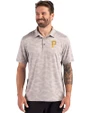 Pittsburgh Pirates Cutter & Buck Coastline Recycled Double Peached Camo Print Mens Polo CONCRETE Front