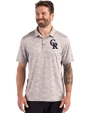 Colorado Rockies Cutter & Buck Coastline Epic Comfort Camo Print Recycled Mens Polo CONCRETE Front