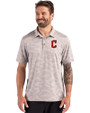 Cleveland Guardians - Cutter & Buck Coastline Epic Comfort Camo Print Recycled Mens Polo CONCRETE Front