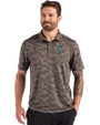 Seattle Mariners Cutter & Buck Coastline Epic Comfort Camo Print Recycled Mens Polo Elemental Grey Front