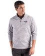 Toronto Blue Jays Cutter & Buck Forge Epic Confidence Recycled Double Stripe Mens Quarter Zip Polished/White Front
