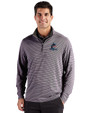 Miami Marlins Cutter & Buck Forge Epic Confidence Recycled Double Stripe Mens Quarter Zip Black/White Front