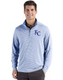 Kansas City Royals Cutter & Buck Forge Epic Confidence Recycled Double Stripe Mens Quarter Zip Atlas/White Front