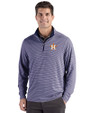 Houston Astros Cutter & Buck Forge Epic Confidence Recycled Double Stripe Mens Quarter Zip Navy Blue/White Front