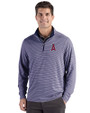 Los Angeles Angels Cutter & Buck Forge Epic Confidence Recycled Double Stripe Mens Quarter Zip Navy Blue/White Front