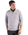 Pittsburgh Pirates Cutter & Buck Forge Recycled Double Stripe Four-Way Stretch Mens Quarter Zip Pullover Polished/White Front
