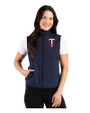 Minnesota Twins Cutter & Buck Hunts Point Epic Comfort Recycled Fleece Womens Vest Navy Blue Front